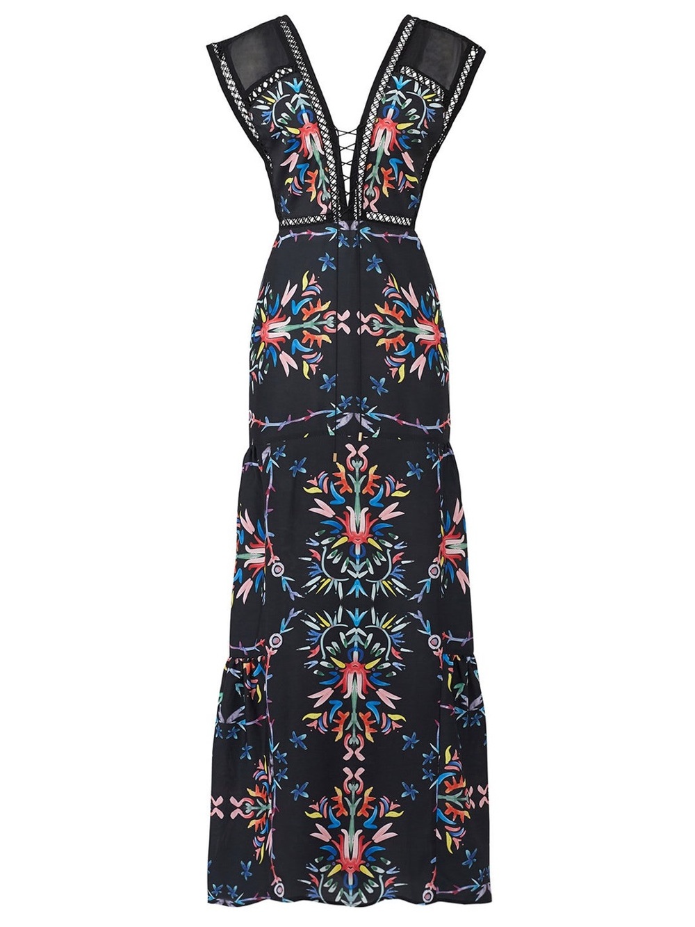 Sabina Musayev Black Print Camile Maxi Dress Multicolor XS